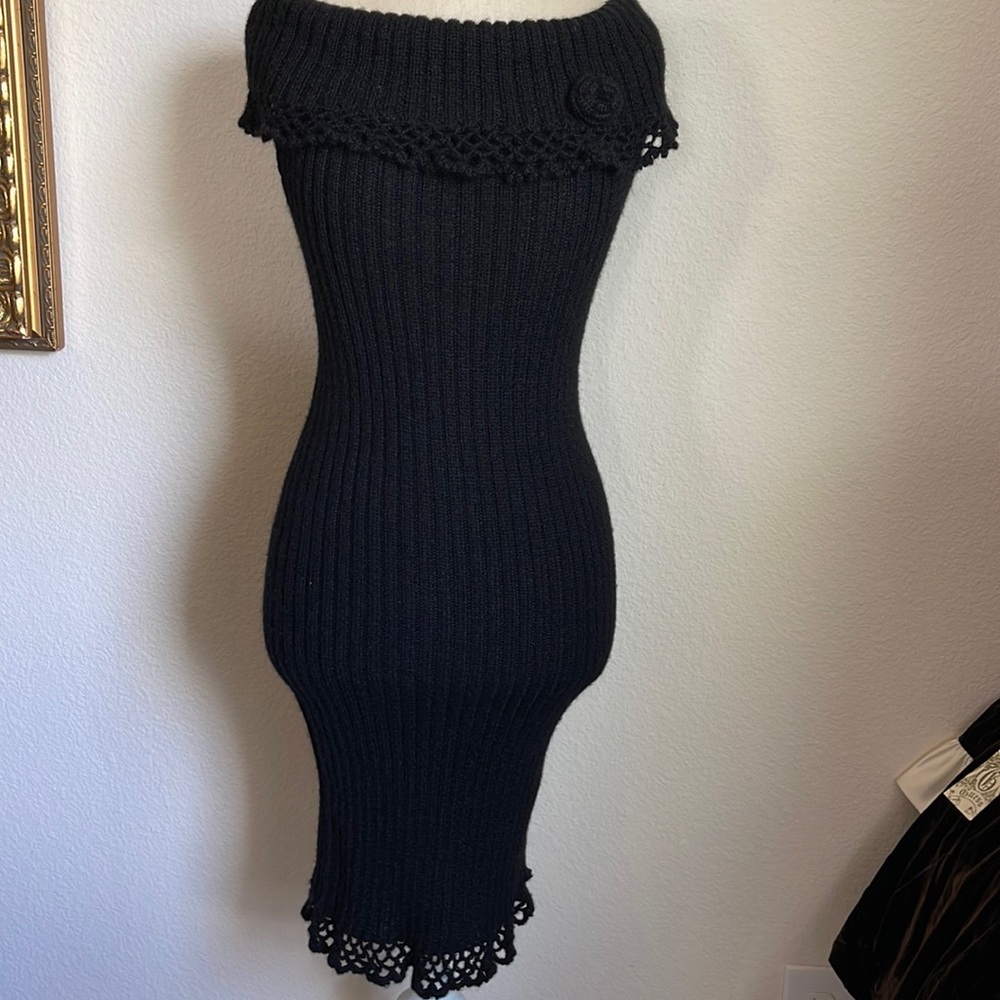 Classic Alpaca 100% Alpaca Wool knit sweater dress with flower